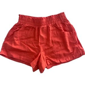 A New Day Pull-on High Waist Linen Shorts Clementine Orange Women’s Size Small